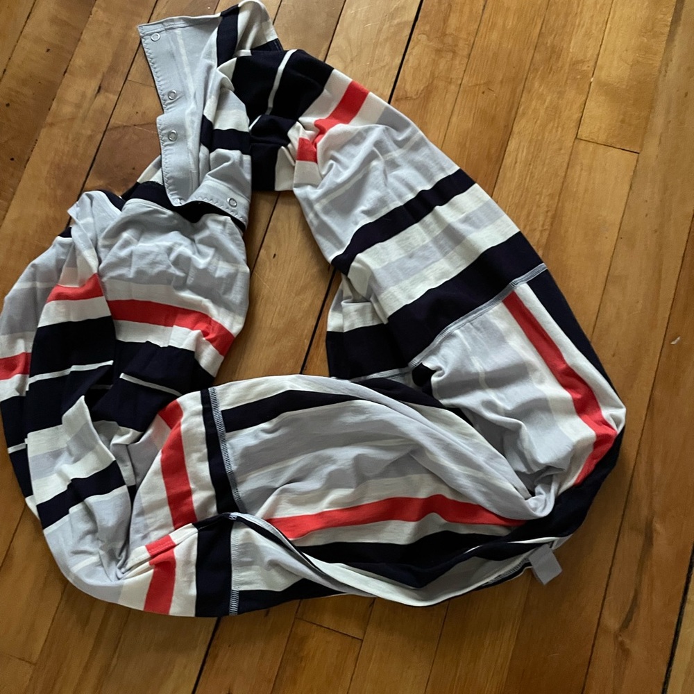 Navy, grey, orange rulu scarf